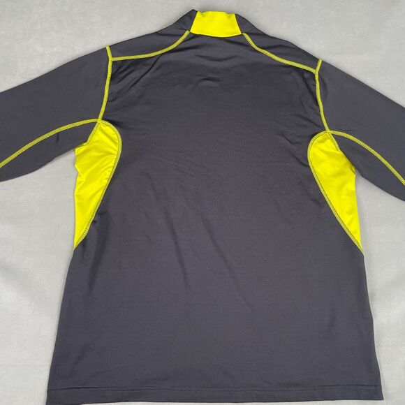 Nike Pro Combat Compression L/S Shirt Mens XL Fitted Dri-Fit Neon Yellow Gray - Picture 2 of 6